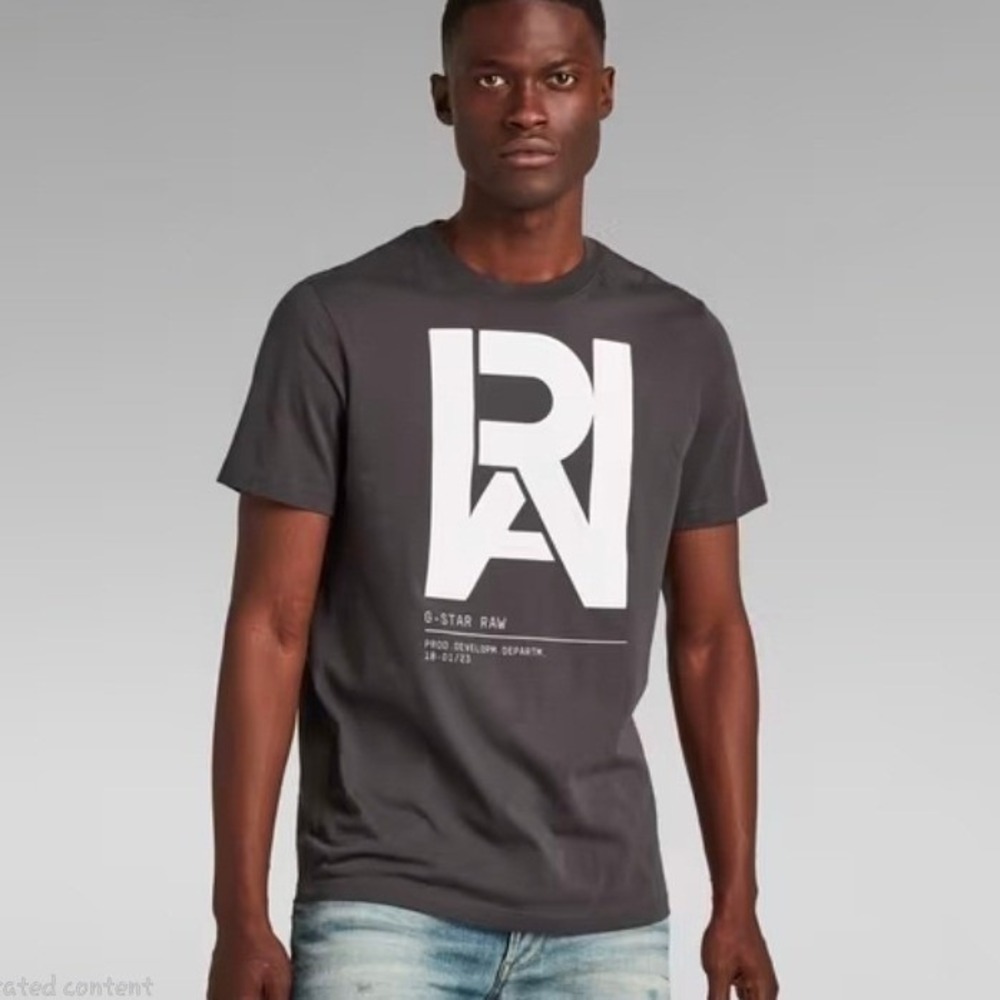 G-Star Raw Mens Graphic T-Shirt Raven Gray Slim Fit XS